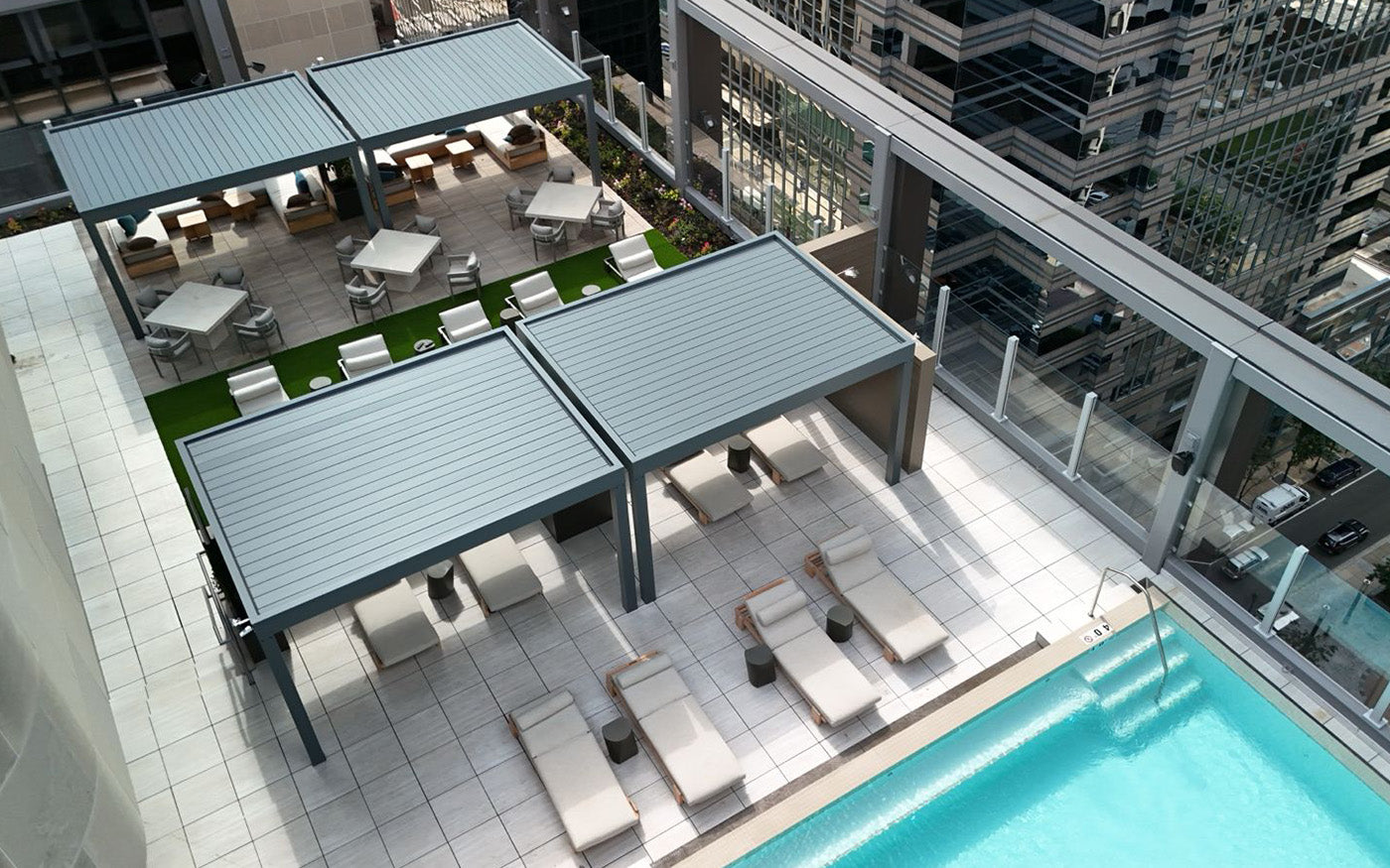 SIX96 eleva el diseño exterior con pérgolas bioclimáticas en el corazón de Filadelfia