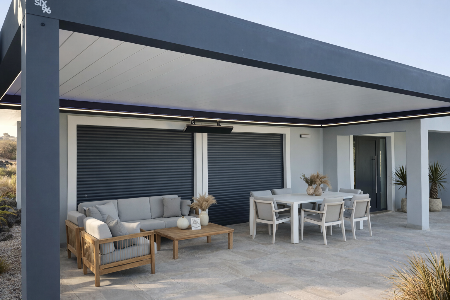 Calefacción integrada en pérgola para meses fríos